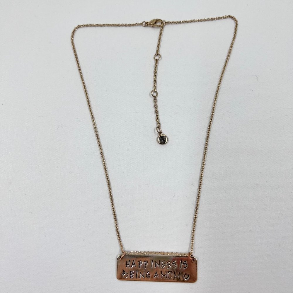 Happiness Is Being A Mom Handwritten Pendant Gold Tone 16” Adjustable Necklace - Picture 3 of 6